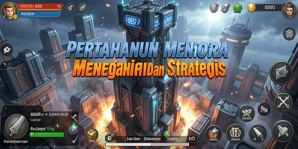 Gameplay menegangkan 888R dengan menara pertahanan yang strategis.