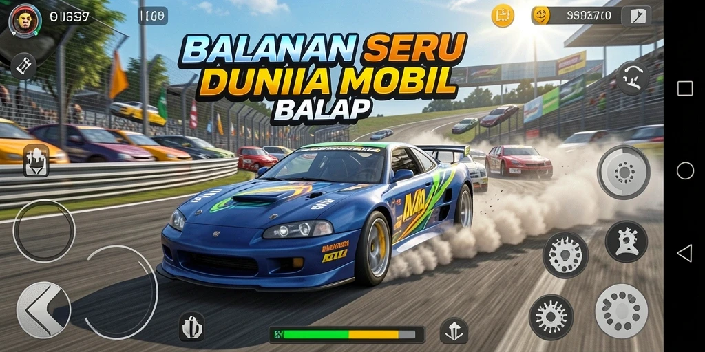 Tampilan gameplay Racing yang memukau dan mendebarkan.