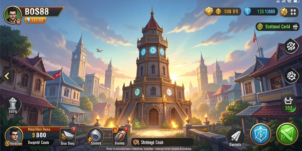 Screenshot gameplay <strong>BOS88</strong> menampilkan menara yang siap bertahan dari gelombang musuh.