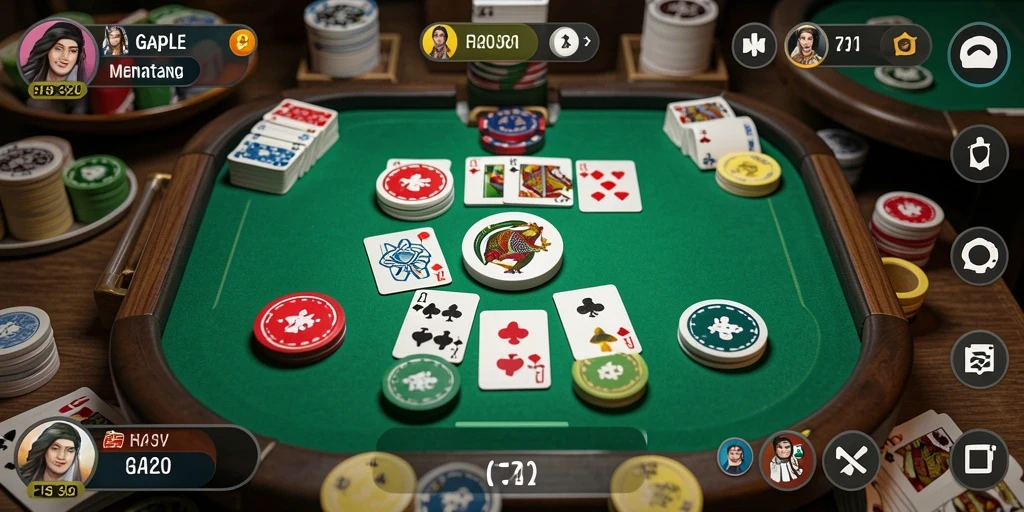 Screenshot gameplay F32 yang menampilkan keseruan bermain Gaple.