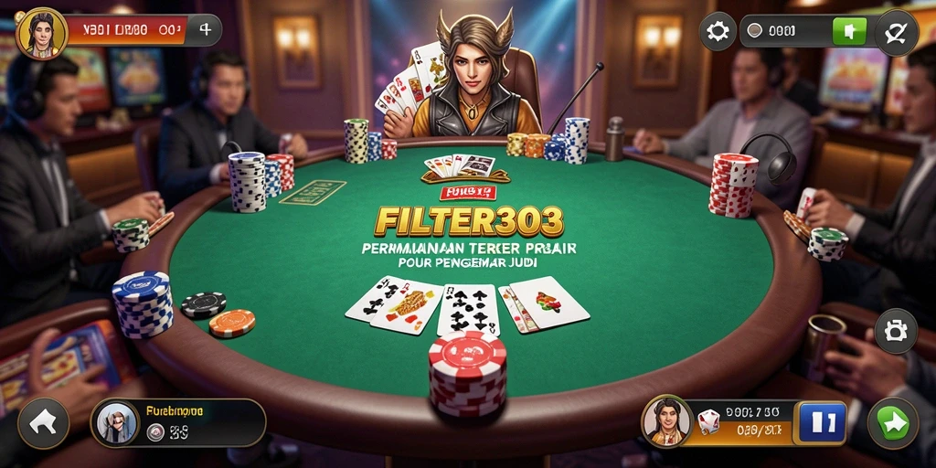 Screenshot menunjukkan gameplay poker yang menarik di FILTER303.