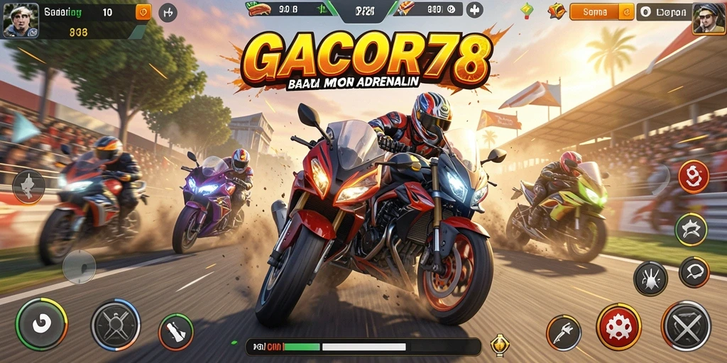 Gameplay seru GACOR78 dengan balapan motor yang penuh aksi.
