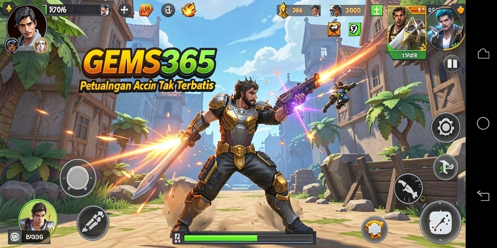 Tampilan aksi mendebarkan dari GEMS365 di dalam permainan.