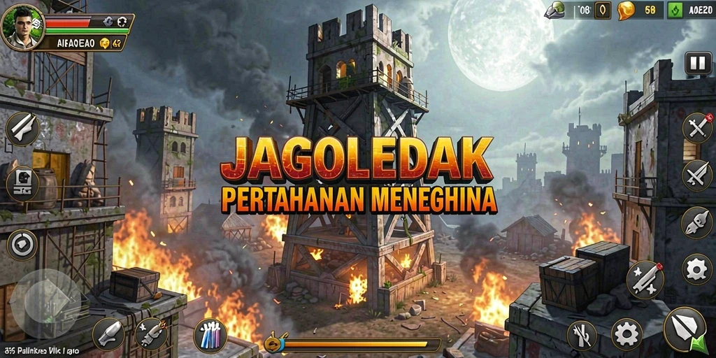 Screenshot menampilkan aksi seru dalam game Tower Defense JAGOLEDAK.