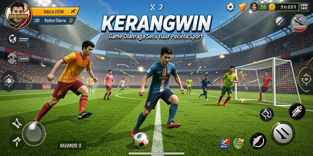 Tampilan gameplay seru dalam KERANGWIN yang penuh aksi olahraga.