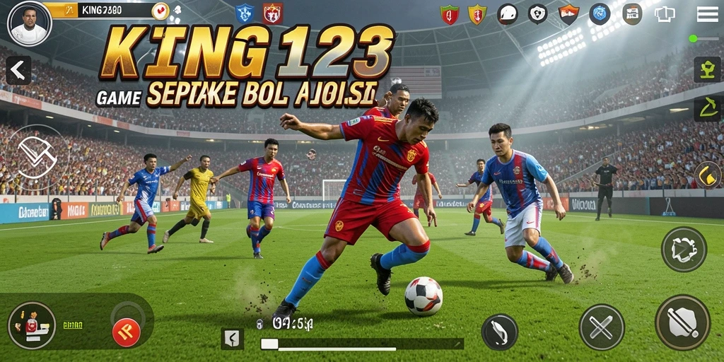 Screenshot KING123 menampilkan aksi seru dalam permainan sepak bola.