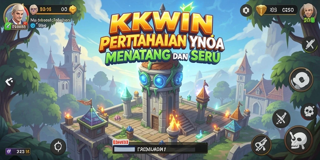 Tampilan menara pertahanan dan aksi seru dalam gameplay KKWIN.