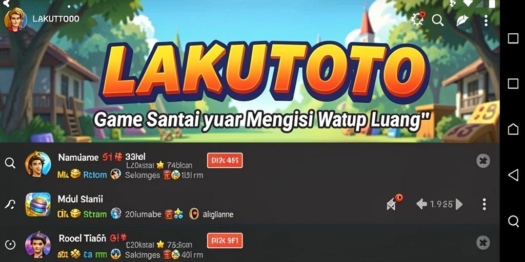 Screenshot menunjukkan gameplay menyenangkan LAKUTOTO dengan warna cerah.