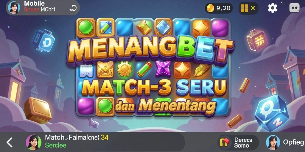 Tampilan gameplay seru dalam permainan Match-3 MENANGBET.