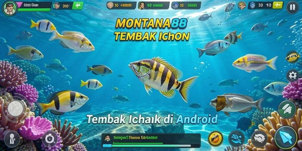 Gameplay seru MONTANA88 dengan berbagai ikan untuk ditembak.