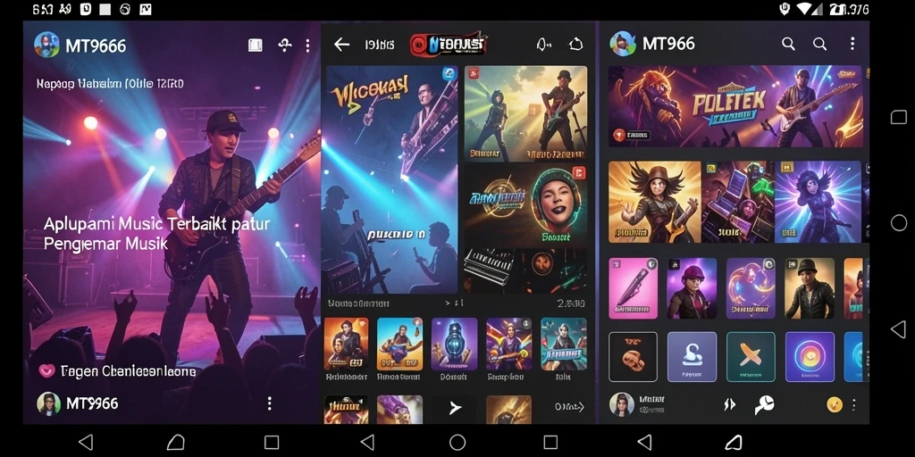Screenshot gameplay MT966 menampilkan pengalaman mendengarkan musik yang seru.