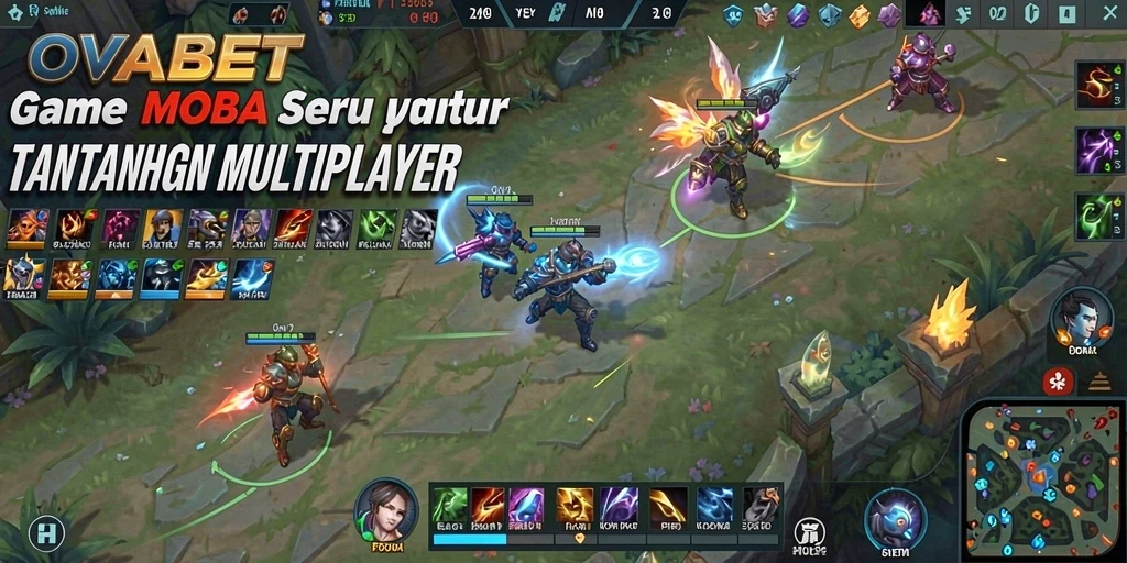 Tangkapan layar menampilkan aksi seru dalam gameplay MOBA.