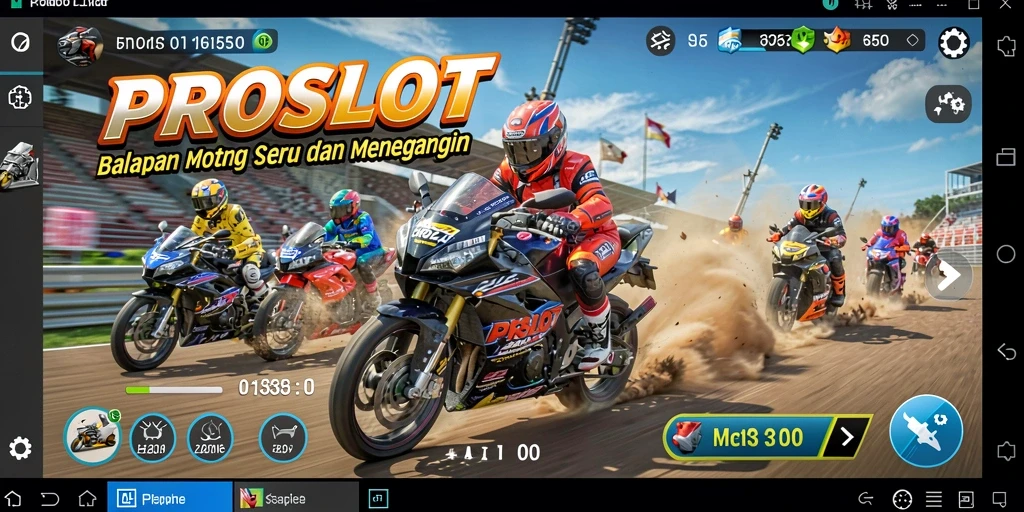 Tampilan menarik dari gameplay balapan motor PROSLOT.