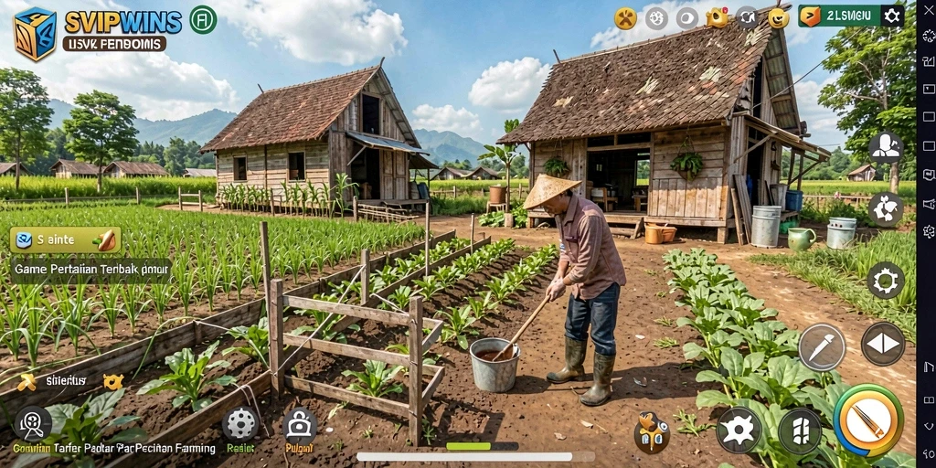 Screenshot gameplay SVIPWINS menampilkan aktivitas bertani yang seru dan interaktif.
