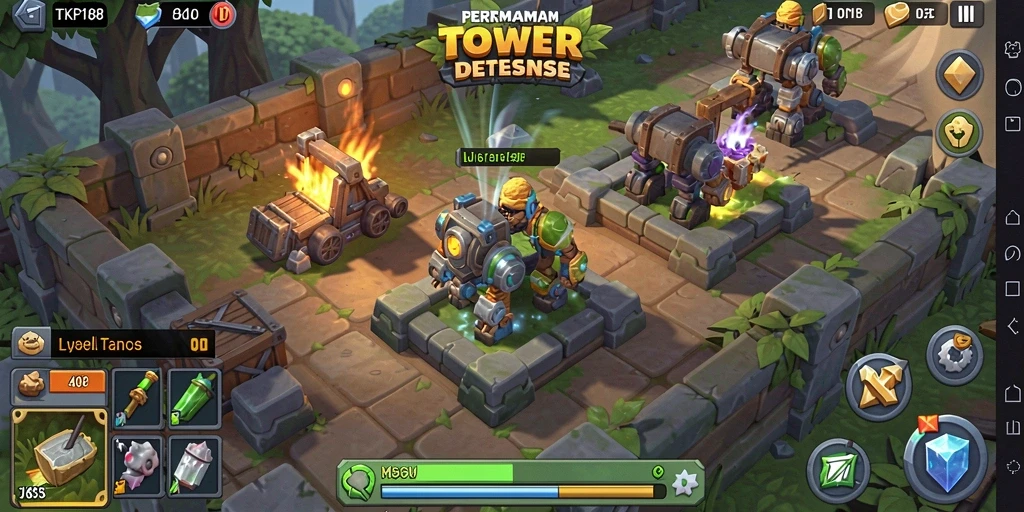 Screenshot gameplay TKP188 menampilkan aksi menegangkan dalam Tower Defense.