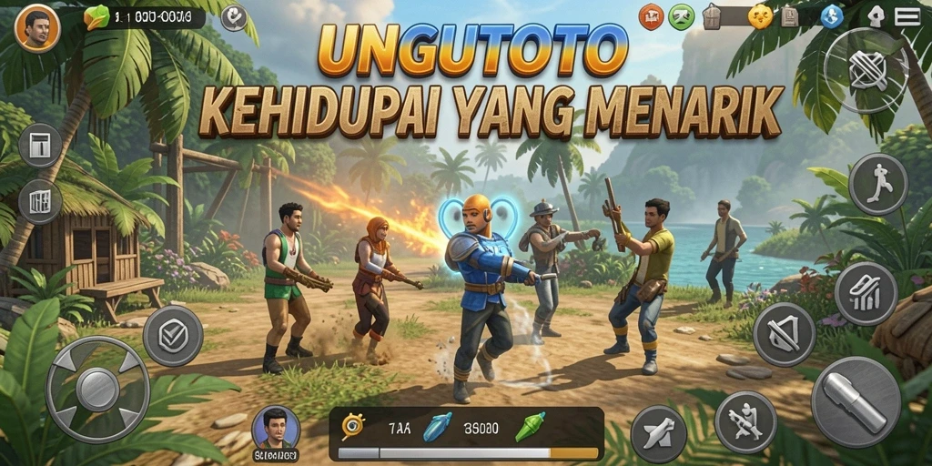 Tangkapan layar UNGUTOTO menampilkan karakter dalam simulasi kehidupan yang dinamis.