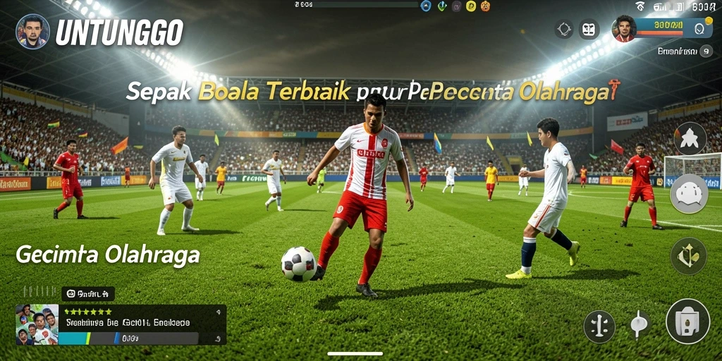 Tampilan gameplay <strong>UNTUNGGO</strong> yang seru dan mendebarkan dalam aksi sepak bola.